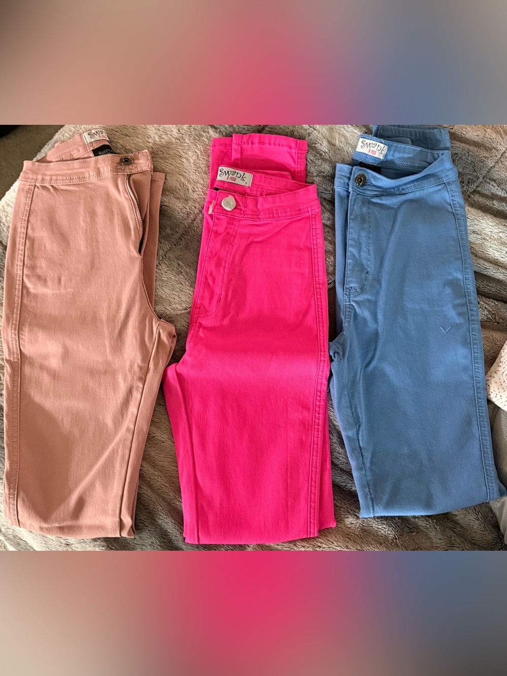 Women's Light pink, Hot Pink and Baby Blue super Stretch Jeans - Slim Fit